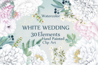 30 White Wedding Watercolor Clip Art Elements for Elegant Branding