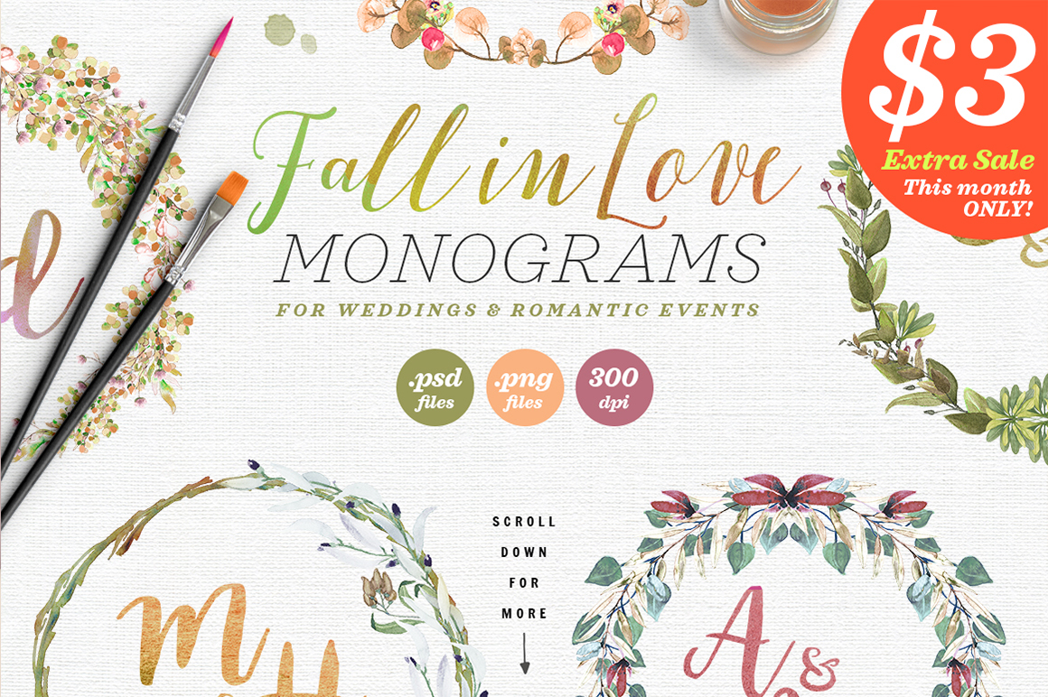 6 Fall in Love Wedding Monograms V: A Versatile Craft Design Asset