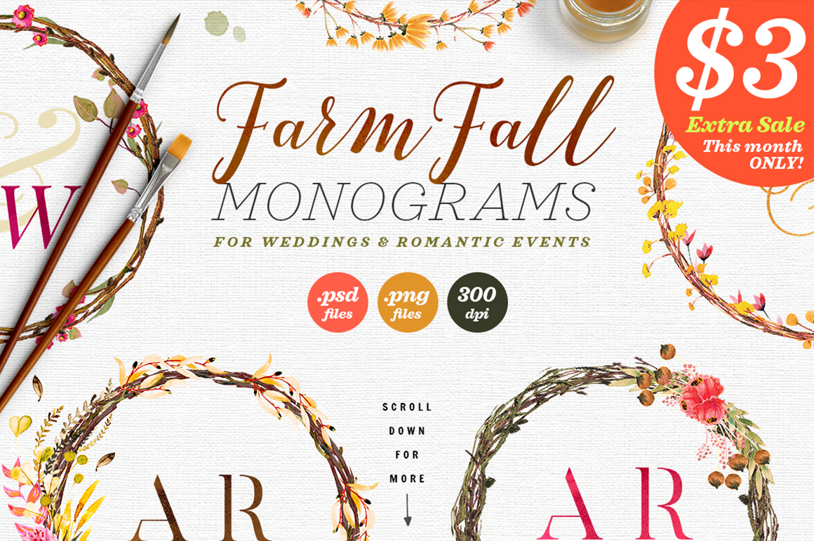 8 Farm Fall Wedding Monograms VIII: A Crafts-Friendly Design Asset for Content Creators