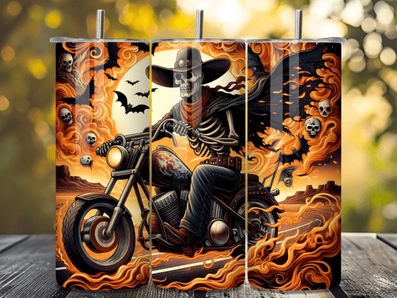 Cowboy Skeleton Biker Tumbler Wrap Review for Digital Sellers
