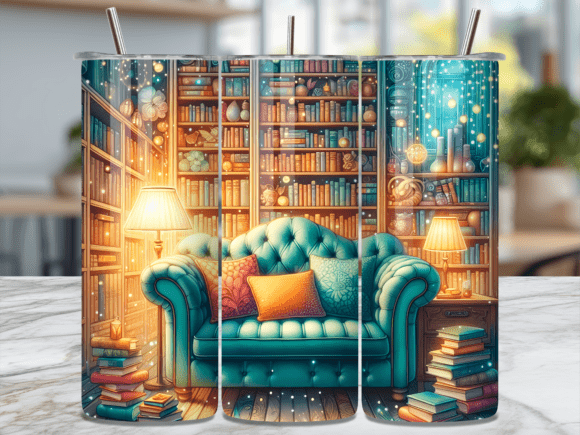 Cozy Home Library Turquoise Couch Tumbler Wrap Review