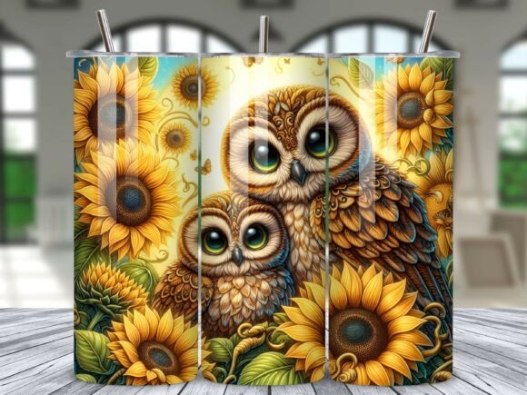 Cute Owl Sunflower Tumbler Wrap Design: A Fresh Take on Editorial Visuals