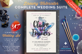 Dreamy Watercolor Wedding Suite II: A Print Template for Elegant Branding