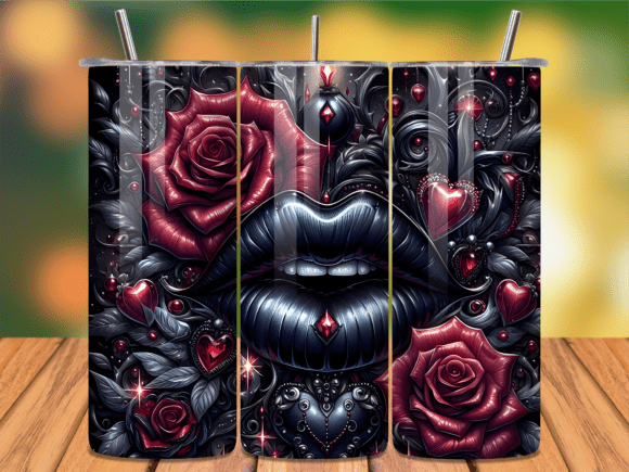 Gothic Red Rose Heart Valentine Tumbler Wraps: A Bold Editorial Design Asset