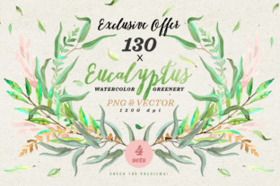 Greenery Watercolor Eucalyptus 1 Illustrations for Real Crafting