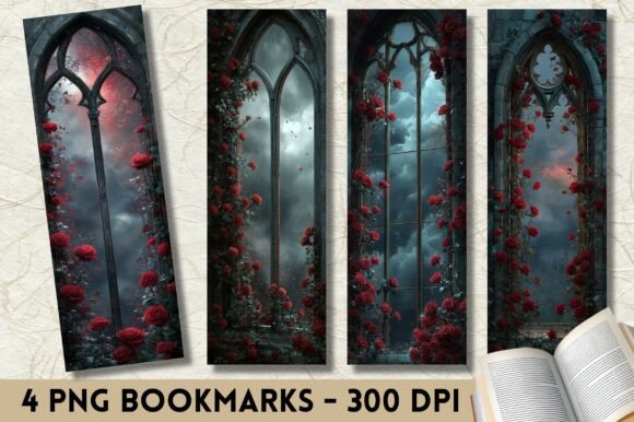 Moody Window Roses Cathedral Bookmark