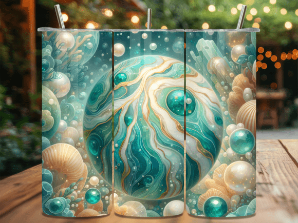 Mystical Sea Shell Ocean Planet Tumbler Wrap for Modern Branding