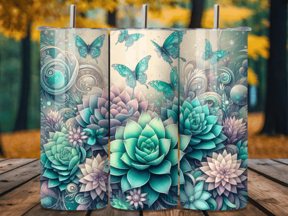 Pastel Succulent Butterfly Tumbler Wrap Review