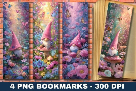 Purple Pink Floral Fairy Gnome Bookmark: A Crafty Design Asset for Themed Projects