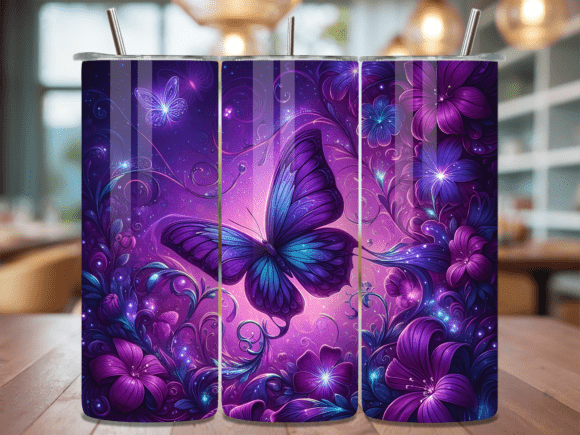 Teal Meadow Butterflies Grass Tumbler Wraps for Soft Branding