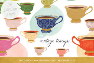 Vintage Teacup Clipart Set for Timeless Branding and Marketing Visuals