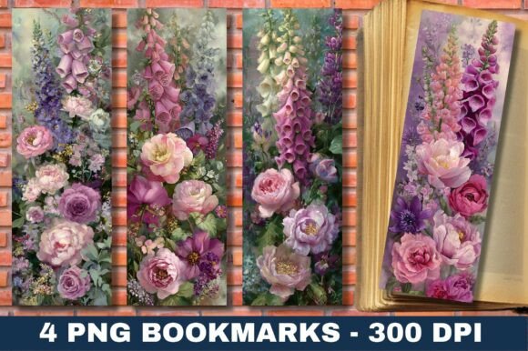 Watercolor Rose Foxglove Pink Bookmark for Crafts