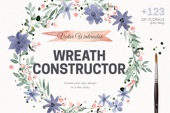 Watercolor Vector Wreath Constructor: A Versatile Illustration for Creative Projects